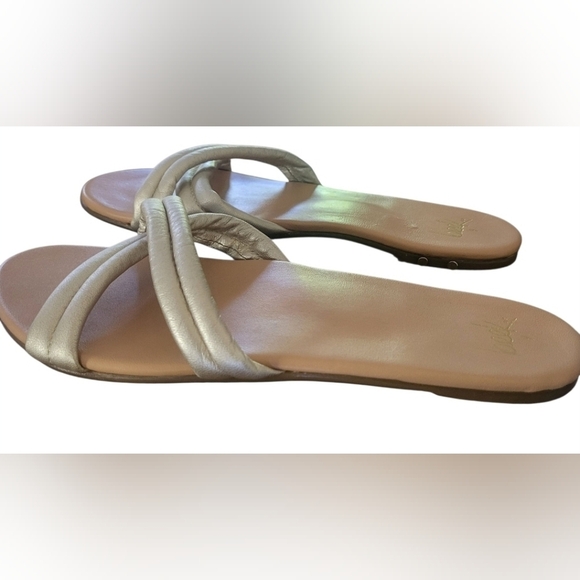Beek Anthroplogie Women's Bell Metallic Crisscross Slide Sandals Size 9 - Picture 3 of 9